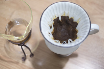 Hand Drip Coffee, Close up of Manual Brew Coffee Tools, Background
