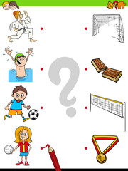 match children characters and sport activities game