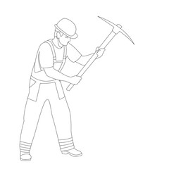 worker with a pickaxe vector illustration  lining draw profile