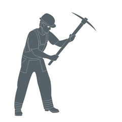 worker with a pickaxe vector illustration black silhouette  profile 