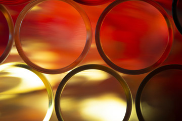 Reagenzgläser bunt von oben künstlerisch