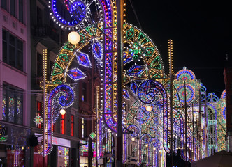 Festival of light at Szeroka street in Torun. Poland