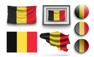 set of belgium flags collection isolated