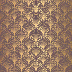 Fototapeta na wymiar Irregular Art Deco Pattern Golden Background Scales