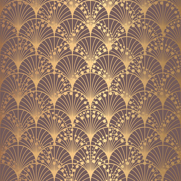 Irregular Art Deco Pattern Golden Background Scales