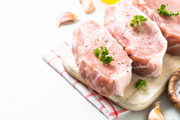 Pork meat steak on white.