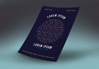 Navy Blue Event Poster Layout with Abstract Illustration
