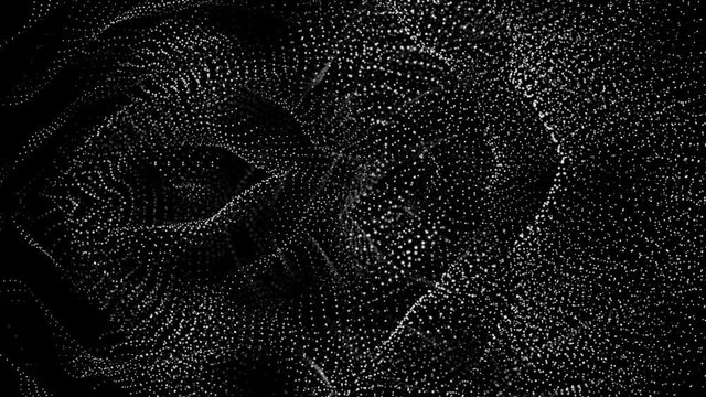 white slowly moving particles on a black background. abstract background. 3D rendering