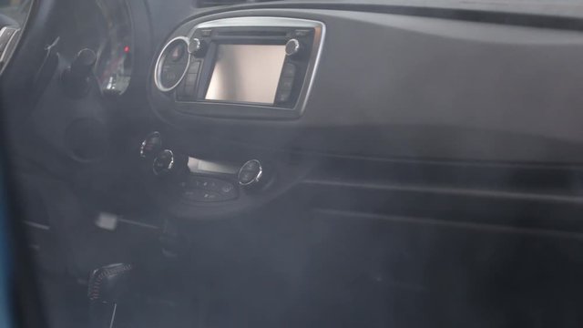 Ignition of the car interior close-up