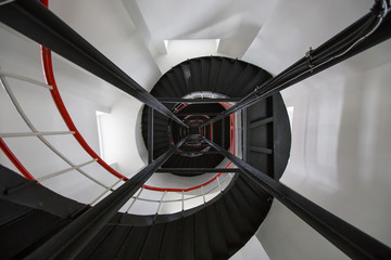 Klaipeda's lighthouse rolling stairs as a spiral from the bottom
