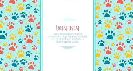 Fototapeta na wymiar pet advertising banner templates. Place for text. veterinary clinic and zoo shop. grooming. paw ornament