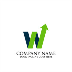 Letter MW, W logo template with arrow 
