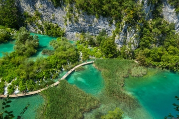 Fototapeta na wymiar Beautiful view in Plitvice Lakes National Park. Croatia