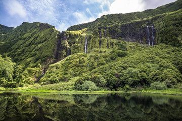 Fototapeta premium Poco da Ribeira do Ferreiro, Flores island, Azores, Portugal.