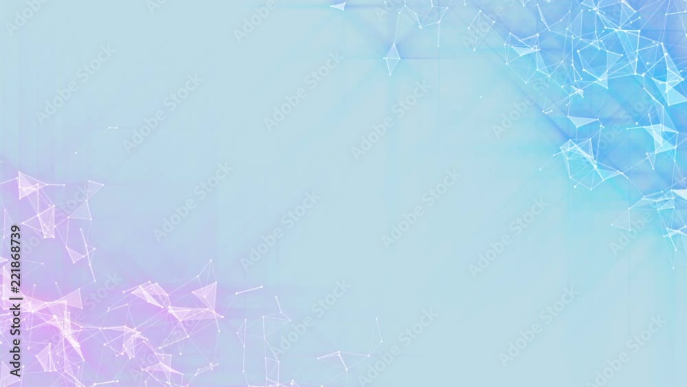 Poster clusters in the corners. computer graphics of moving particles. animated background. seamless loop.a