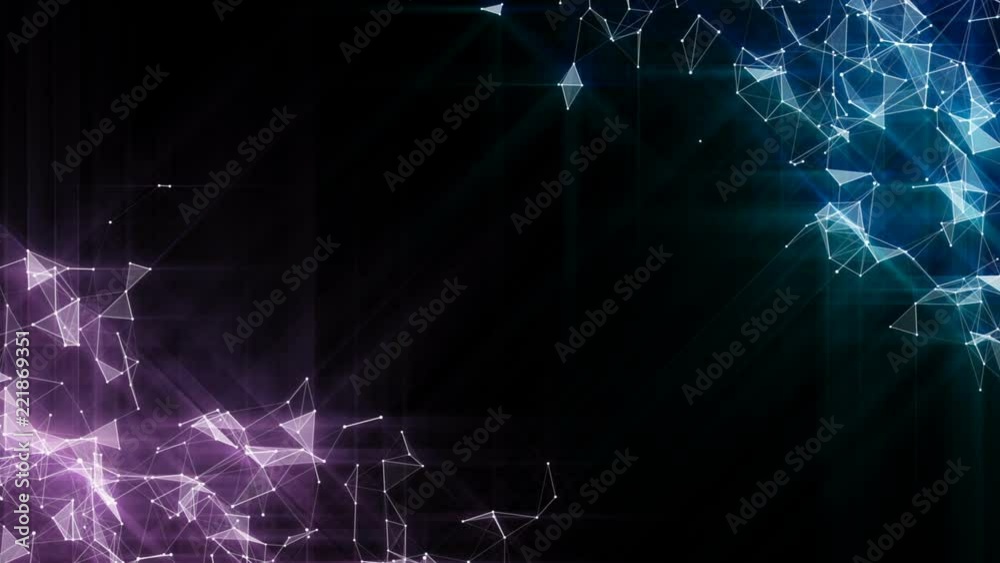 Poster pleasant glow. accumulation in corners. computer graphics of moving particles. animated background. 