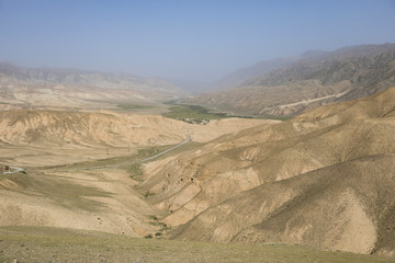 Landscape on the way from Kochkor to Song Kul lake in Kyrgyzstan