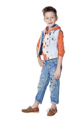 Portrait of boy posing isolated on white background