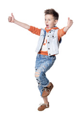 Portrait of boy posing isolated on white background