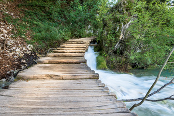 Path above the stream at Plitvice Lakes, Croatia