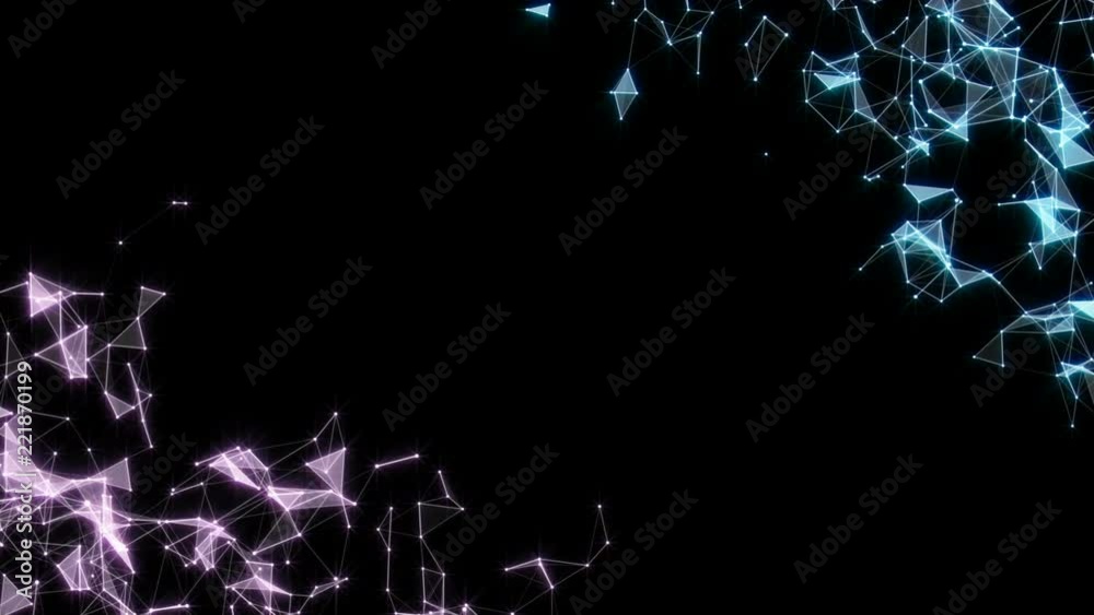 Poster interaction of structures. pleasant glow. accumulation in corners. computer graphics of moving parti