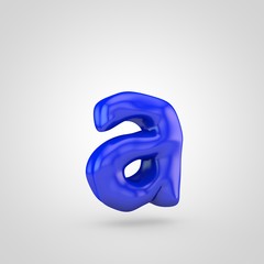 Blue plasticine letter A lowercase isolated on white background.
