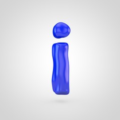 Blue plasticine letter I lowercase isolated on white background.