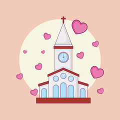 Fototapeta premium wedding celebration card with church building