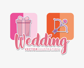 wedding celebration card with set icons