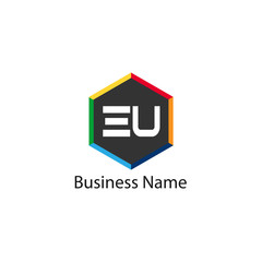 Initial Letter EU Logo Template Design
