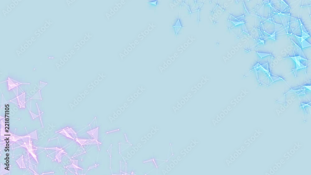Poster interaction of structures. blue background. nice glow. accumulations in the corners. computer graphi