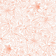 Obraz premium Fall leaf nature seamless pattern. Autumn leaves background. Seasonal floral icon wallpaper
