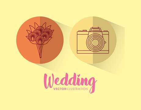 wedding celebration card with set icons