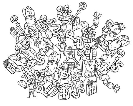 Sinterklaas feest - diverse elementen die symbool staan voor het sinterklaas feest