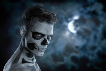 Dia de los Muerto Costume - Day of the dead is a mexican holiday. Here is a man with skull face