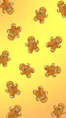 Christmas cookies on yellow background.