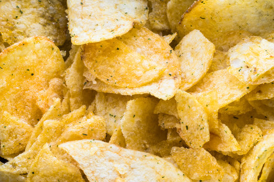 potato crisps close up