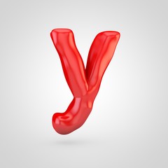 Red plasticine letter Z lowercase isolated on white background.