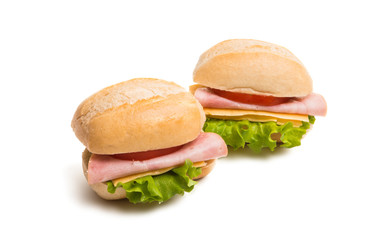 a sandwich with ham isolated