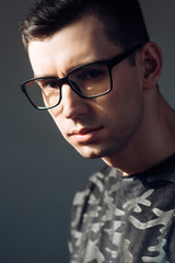 Fototapeta premium fashion man in glasses. fashion style of smart guy in glasses.