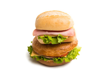 a sandwich with ham isolated