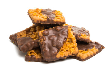 chocolate cookies with almonds isolated