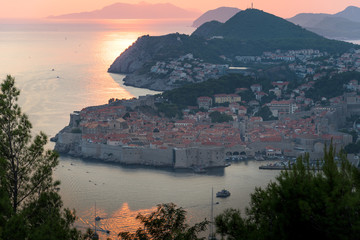 Cityscape of Dubrovnik, Croatia at sunset