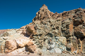 Volcanic rock formation los Azulejos stone in Teide national park