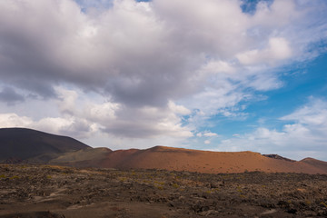 Fototapeta na wymiar Timanfaya volcanic national park in Lanzarote, Canary islands, Spain.