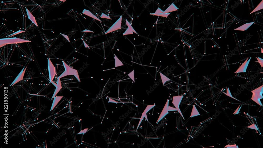 Poster stereoscopic effect. computer graphics of moving particles. animated background. seamless loop.anima