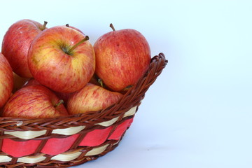 Apples basket in white background.