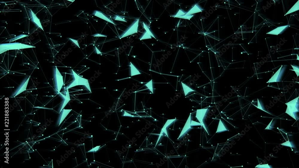 Poster stereoscopic effect. blue lights. computer graphics of moving particles. animated background. seamle