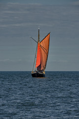 Sailing boat during a cruise on the sea. Baltic Sea
