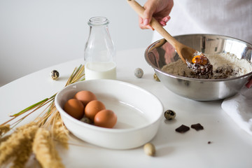 healthy breakfast in the kitchen